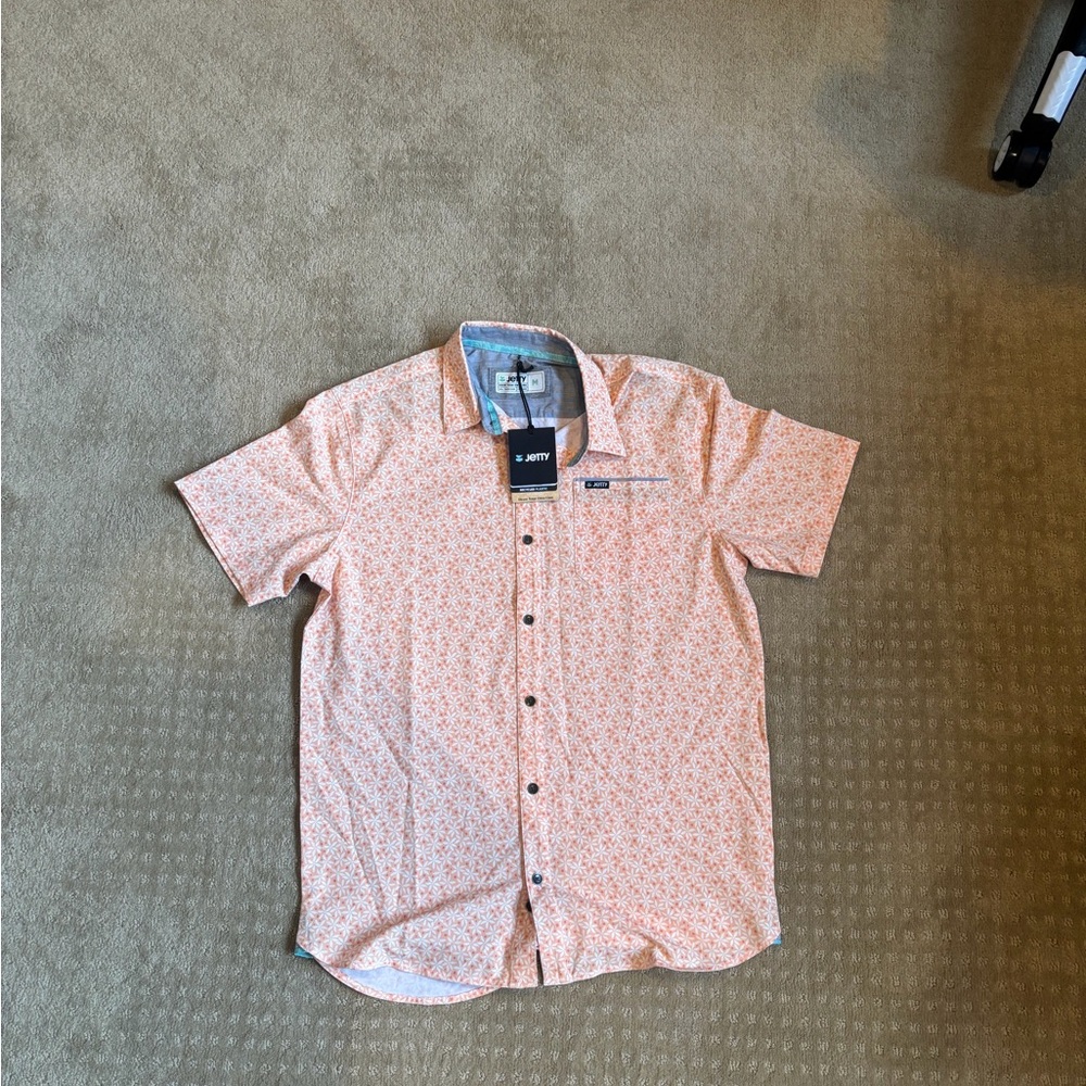Men's Short Sleeve Shirt - Peach Floral